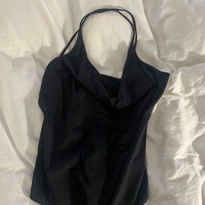 Abercrombie Women's Cowl Neck Strappy Bodysuit, Black